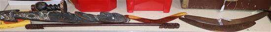 A quantity of Aboriginal items including boomerangs and carvings, etc.